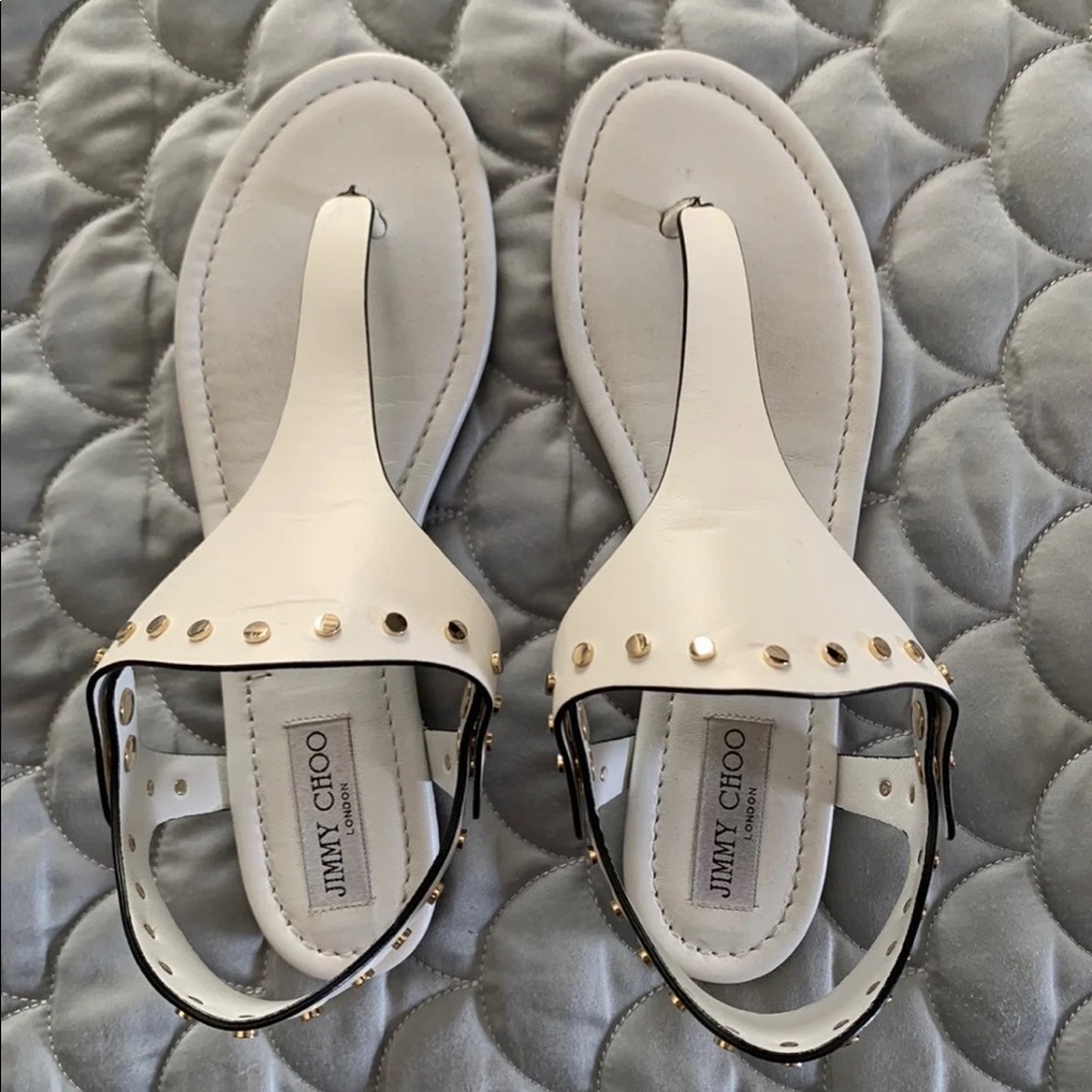 COPY - Jimmy Choo White Leather T-Strap Sandals